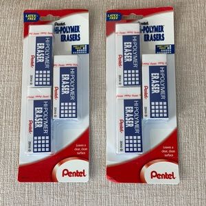 NIB 6 Pentel Hi-polymer erasers (2 packages of 3)